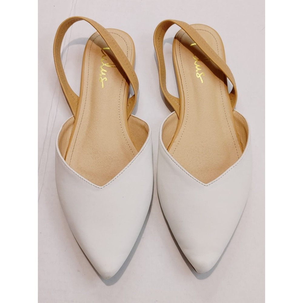 Lulu's Mae white pointed toe sling back flats